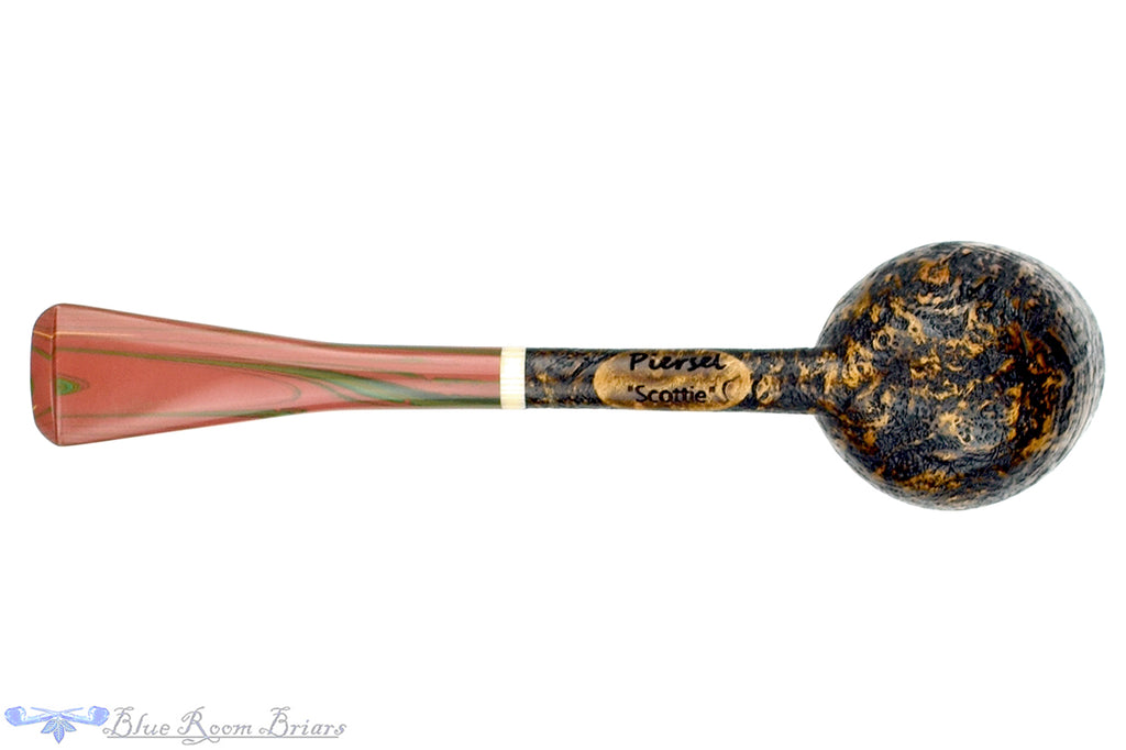 Scottie Piersel Pipe "Scottie" High-Contrast Sandblast Billiard with Ivorite and Brindle