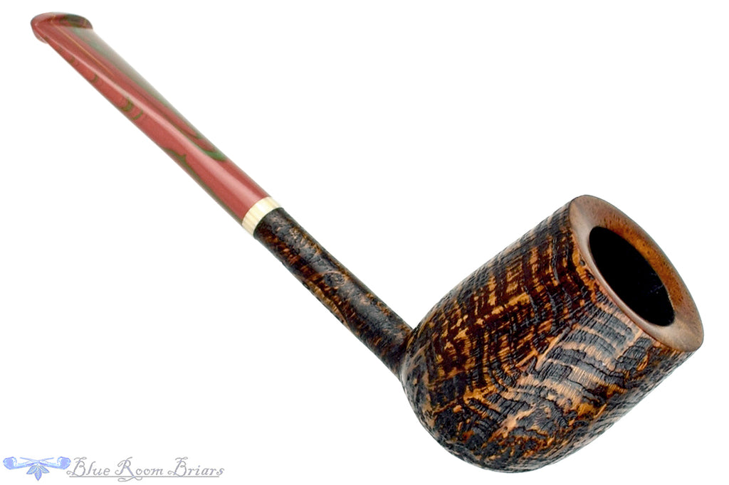 Scottie Piersel Pipe "Scottie" High-Contrast Sandblast Billiard with Ivorite and Brindle