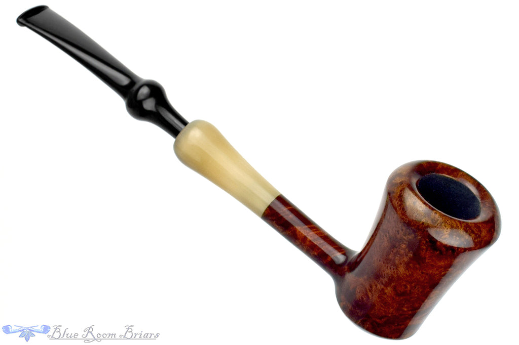 Blue Room Briars is proud to present this Nate King Pipe 772 High-Contrast 'Liberty' with Horn, Titanium, and Military Mount