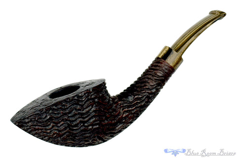 Andrea Gigliucci Pipe Rough Carved Liverpool with Brass Band and Brown Brindle Stem
