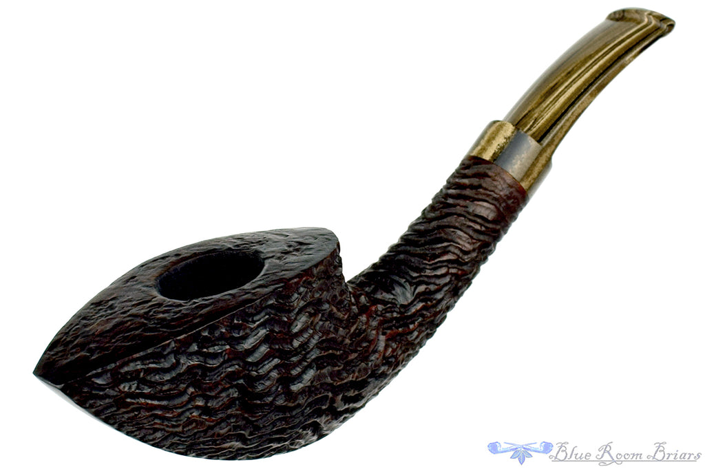 Blue Room Briars is proud to present this Andrea Gigliucci Pipe Bent Carved Black Dublin with Brindle