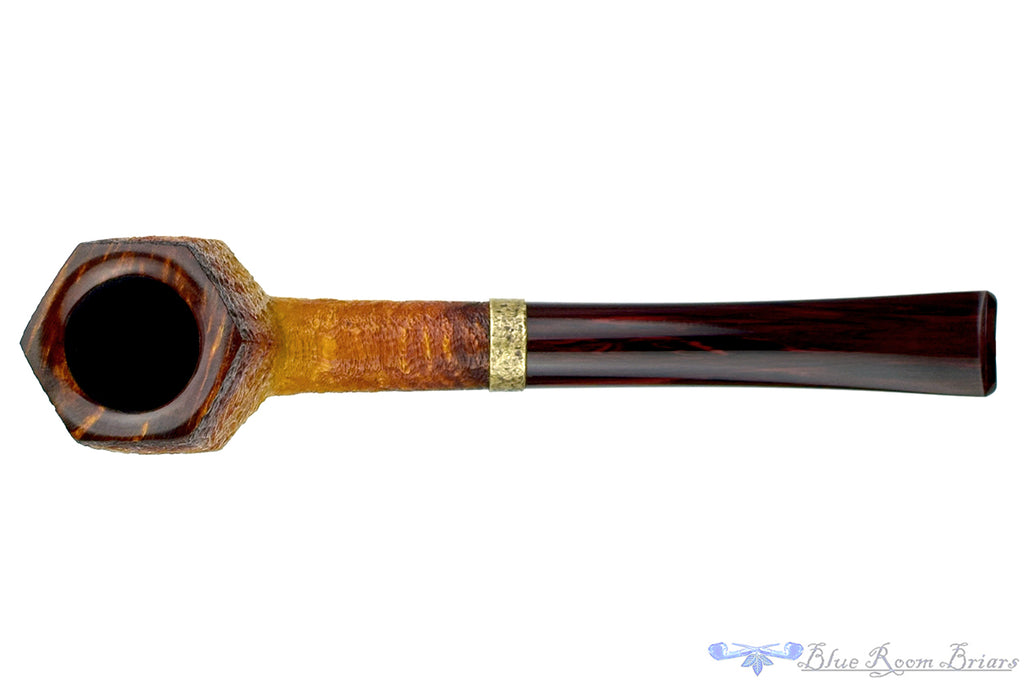 Blue Room Briars is proud to present this Jesse Jones Pipe 2220 Fumed Panel Billiard with Brindle and Hammered Brass
