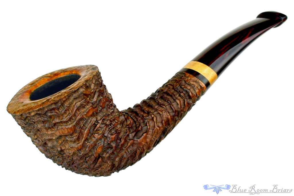 Blue Room Briars is proud to present this Andrea Gigliucci Pipe Carved 1/4 Bent Dublin with Boxwood and Brindle