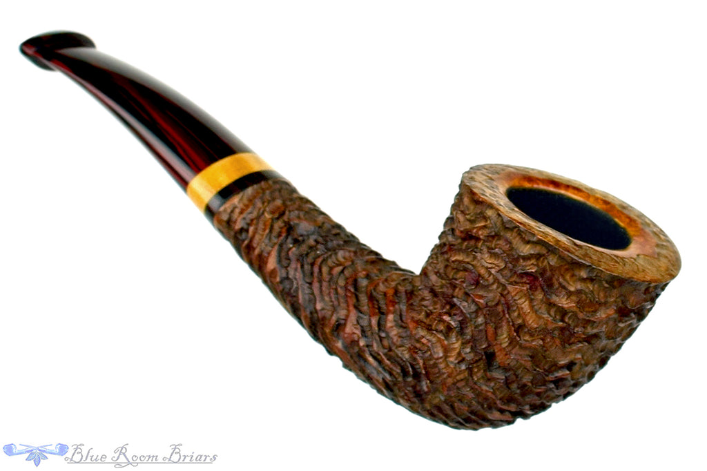 Blue Room Briars is proud to present this Andrea Gigliucci Pipe Carved 1/4 Bent Dublin with Boxwood and Brindle