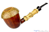Blue Room Briars is proud to present this Sergey Cherepanov Pipe 1/8 Bent Bamboo Briar Calabash with Brindle