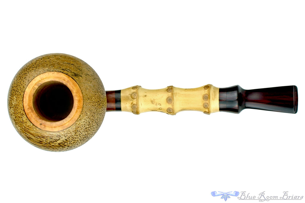 Blue Room Briars is proud to present this Sergey Cherepanov Pipe 1/8 Bent Bamboo Briar Calabash with Brindle