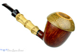 Blue Room Briars is proud to present this Sergey Cherepanov Pipe 1/8 Bent Bamboo Briar Calabash with Brindle