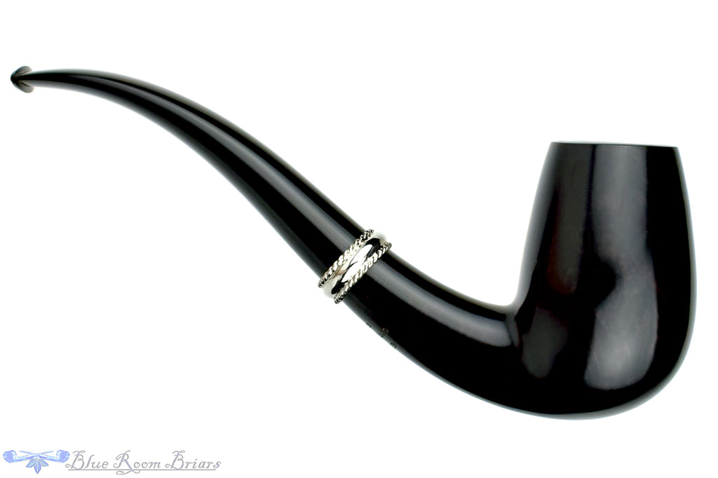 Blue Room Briars is proud to present this Jesse Jones Pipe Dress Black Extra Large 1/2 Bent Billiard with Silver Band