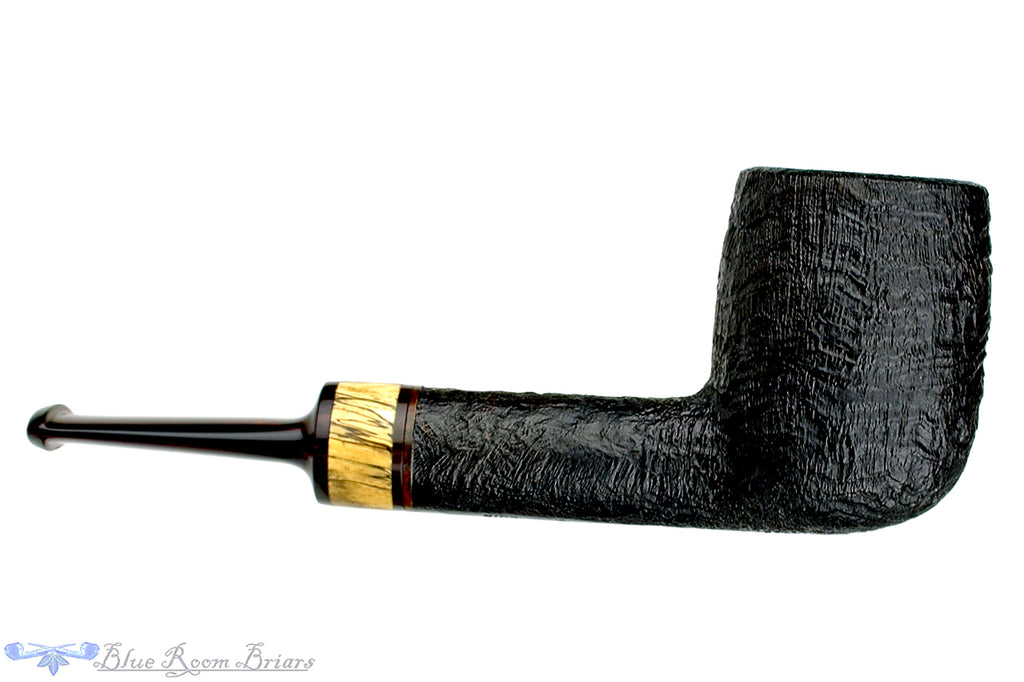 Blue Room Briars is proud to present this Jerry Crawford Pipe Black Blast Lovat with Brindle and Spalted Tamarind