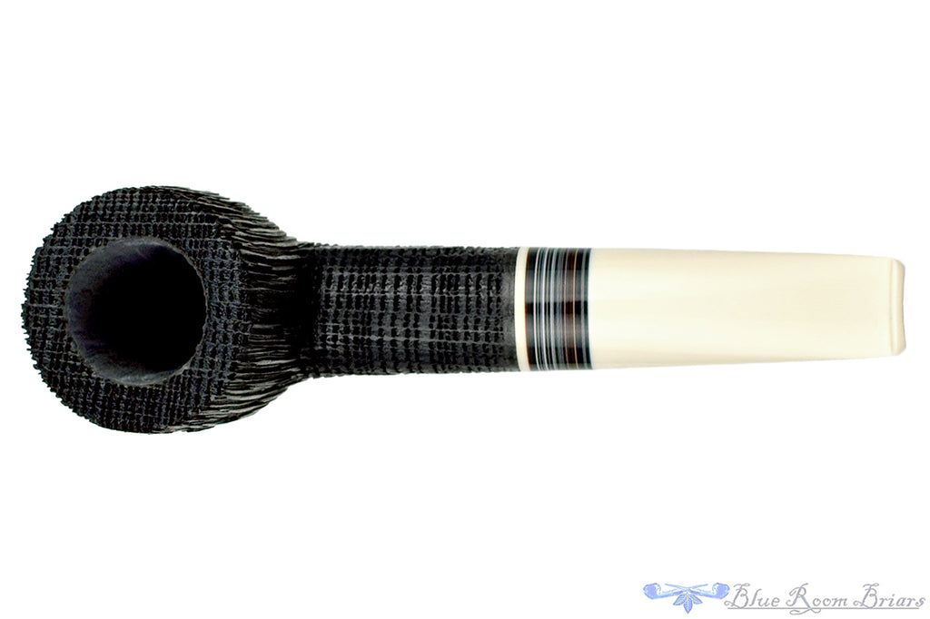 Blue Room Briars is proud to present this Bill Shalosky Pipe Sandblast Morta Billiard with Fordite