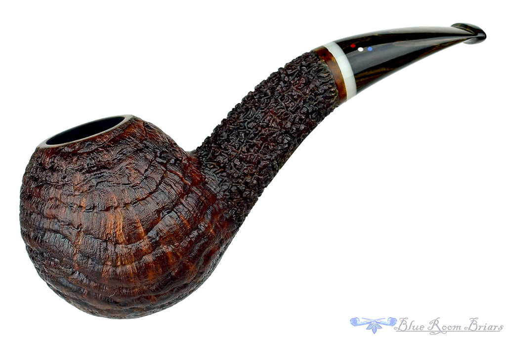 Blue Room Briars is Proud to Present this Dr. Bob Pipe Partial Sandblast Hawkbill with Acrylic Insert