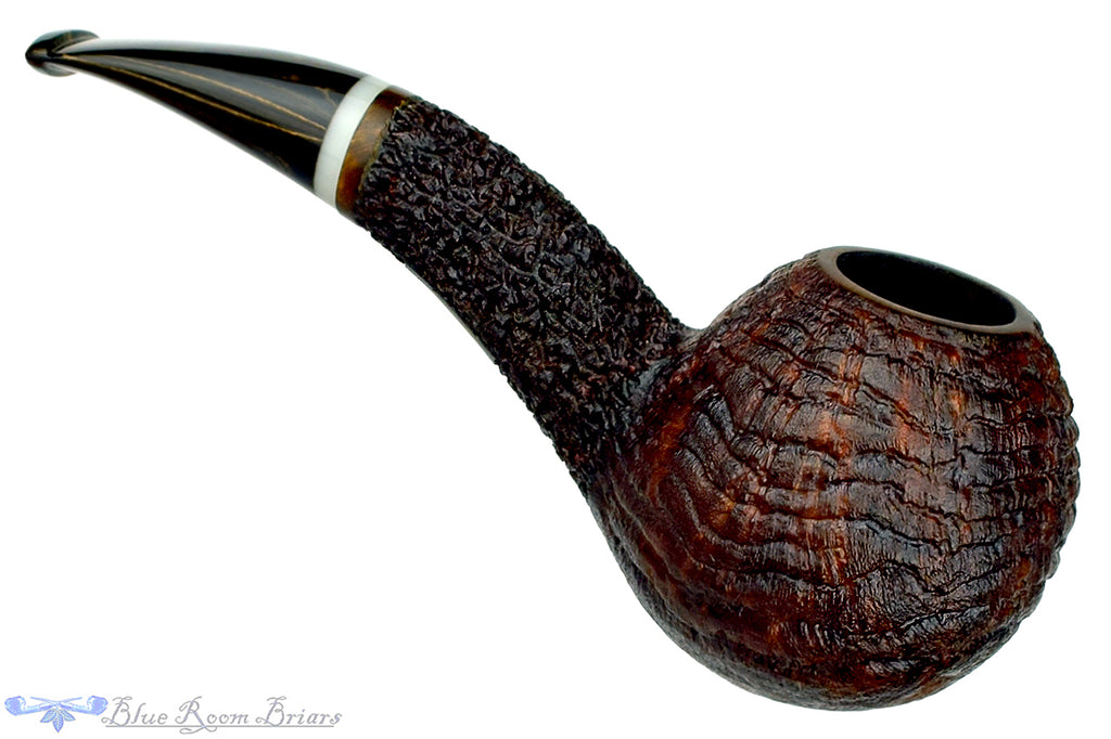 Blue Room Briars is Proud to Present this Dr. Bob Pipe Partial Sandblast Hawkbill with Acrylic Insert