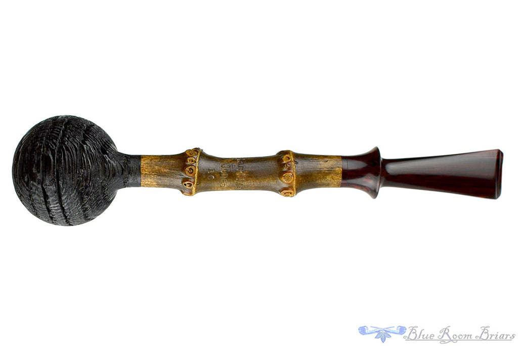 Blue Room Briars, Jesse Jones Pipe Morta Billiard with Dark Bamboo, artisan, 2 knuckle, two knuckles, brown bamboo, natural bamboo, bamboo shank, crown stem, brindle stem, saddle, saddle stem, us, usa, united states, made in the usa, straight, production pipe, factory pipe, budget pipe, briar, briar pipe, tobacco pipe, wood pipe, wooden pipe, briar-pipe, smoking pipe, smoking hobby, ebonite, vulcanite, pipe stem, pipe mortise, stem, mortise, button, draft hole, grain, estate pipe, estate, refurbished, used 