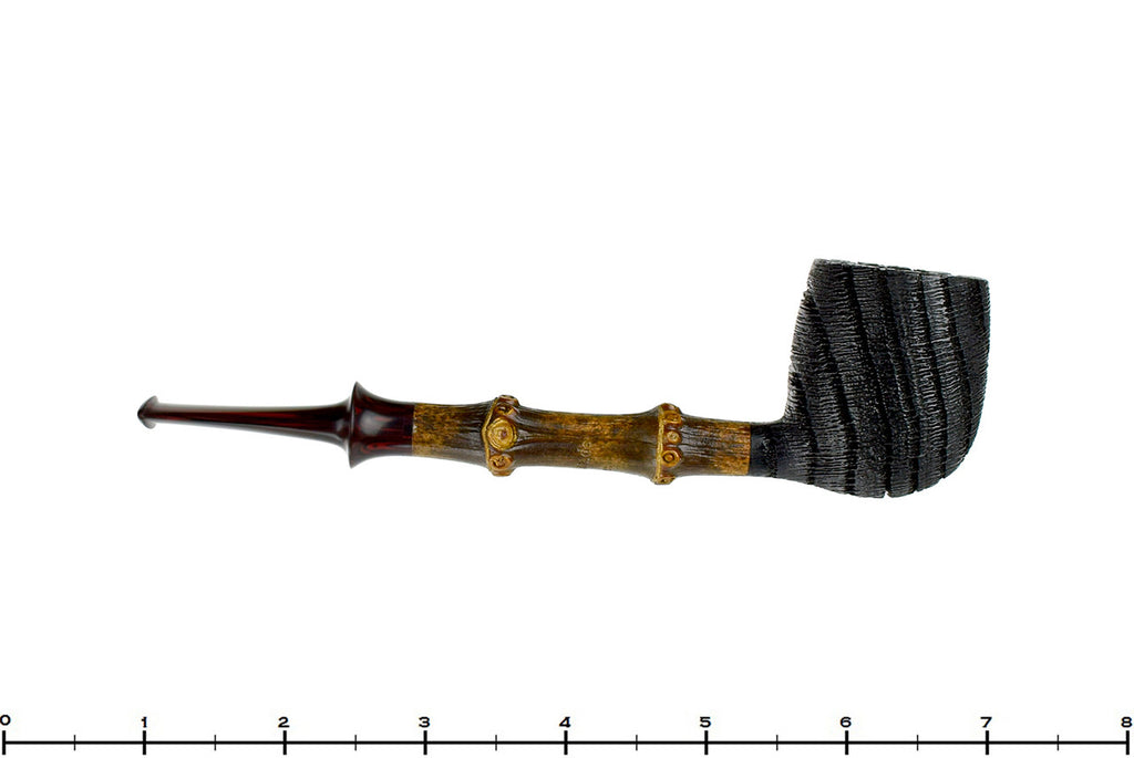 Blue Room Briars, Jesse Jones Pipe Morta Billiard with Dark Bamboo, artisan, 2 knuckle, two knuckles, brown bamboo, natural bamboo, bamboo shank, crown stem, brindle stem, saddle, saddle stem, us, usa, united states, made in the usa, straight, production pipe, factory pipe, budget pipe, briar, briar pipe, tobacco pipe, wood pipe, wooden pipe, briar-pipe, smoking pipe, smoking hobby, ebonite, vulcanite, pipe stem, pipe mortise, stem, mortise, button, draft hole, grain, estate pipe, estate, refurbished, used 
