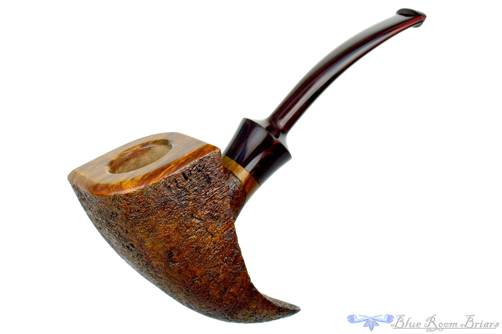 Blue Room Briars is proud to present this Russ Cook Pipe 2312 Large Sandblast Diamond Shaped Pickaxe with Brindle