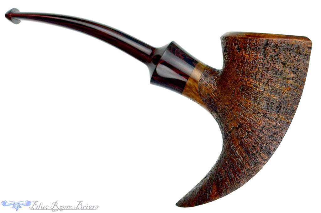 Blue Room Briars is proud to present this Russ Cook Pipe 2312 Large Sandblast Diamond Shaped Pickaxe with Brindle