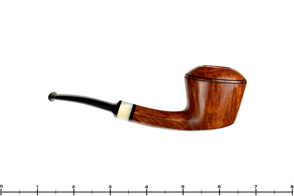 Blue Room Briars, Charl Goussard Pipe 1/8 Bent Bulldog with Kudu Horn, smooth pipe, straight grain, kudo horn, saddle, saddled stem pipe, south african, south africa, bulldog, faceted shank, artisan