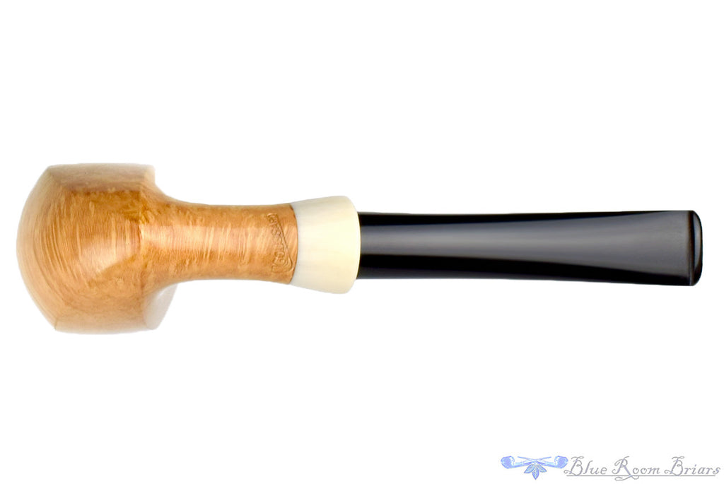 Blue Room Briars, Charl Goussard Pipe 1/8 Bent Pale Elephant's Foot with Acrylic, smooth, pale, perfect, taper, tapered stem, black stem, south africa, south african, natural finish