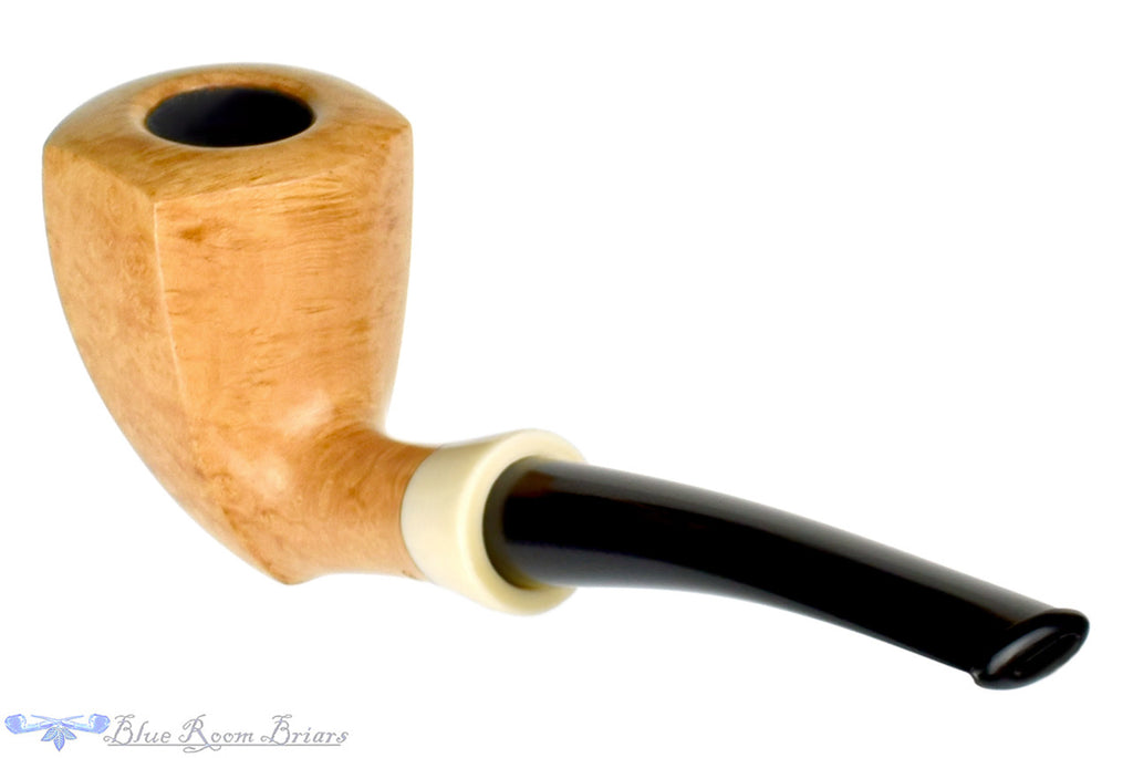 Blue Room Briars, Charl Goussard Pipe 1/8 Bent Pale Elephant's Foot with Acrylic, smooth, pale, perfect, taper, tapered stem, black stem, south africa, south african, natural finish