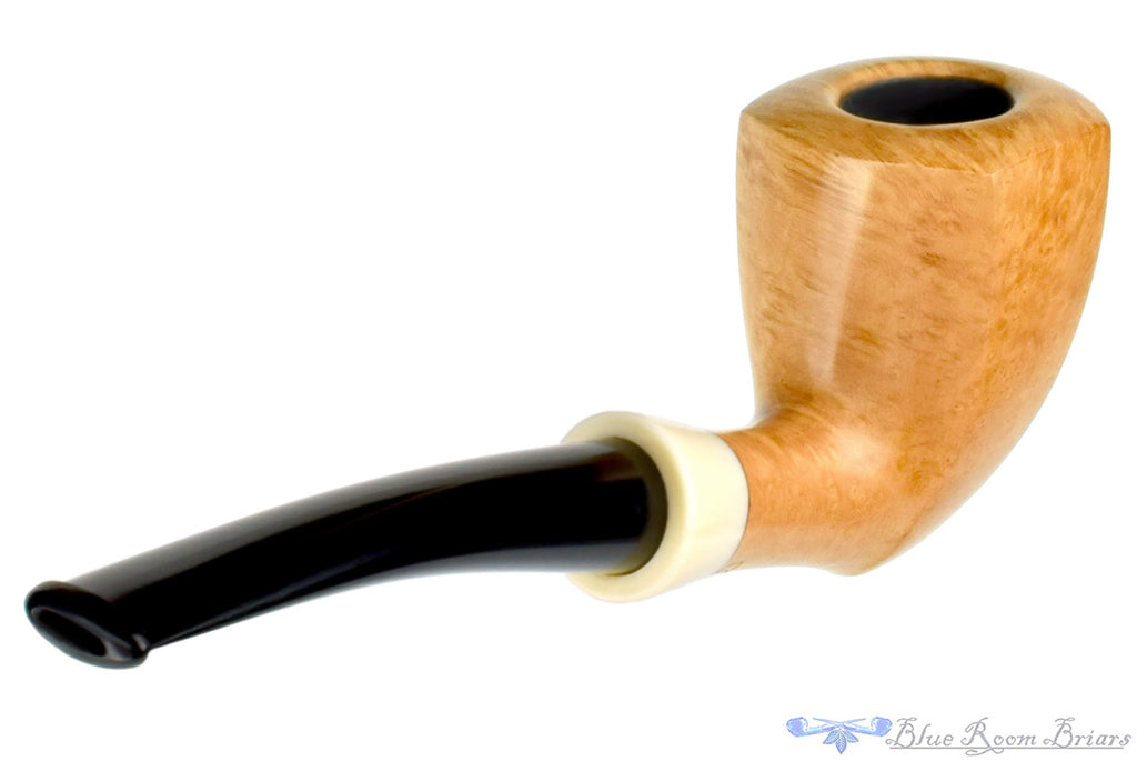 Blue Room Briars, Charl Goussard Pipe 1/8 Bent Pale Elephant's Foot with Acrylic, smooth, pale, perfect, taper, tapered stem, black stem, south africa, south african, natural finish