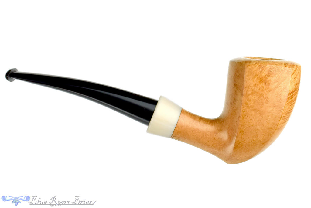 Blue Room Briars, Charl Goussard Pipe 1/8 Bent Pale Elephant's Foot with Acrylic, smooth, pale, perfect, taper, tapered stem, black stem, south africa, south african, natural finish