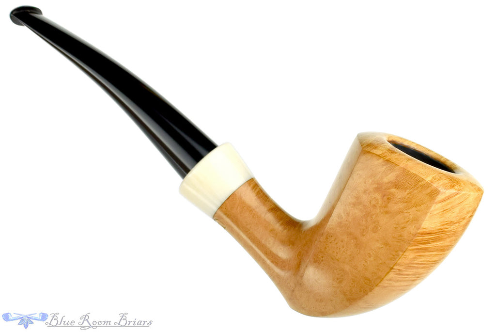 Blue Room Briars, Charl Goussard Pipe 1/8 Bent Pale Elephant's Foot with Acrylic, smooth, pale, perfect, taper, tapered stem, black stem, south africa, south african, natural finish