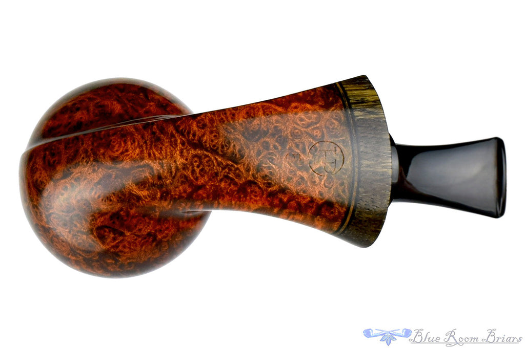 Blue Room Briars, Dirk Heinemann Pipe Smooth Danish Egg with Teardrop Shank, smooth, artisan pipe, handmade, bespoke pipe, straight grain, red finish, wood adornment, german, germany, danish, 