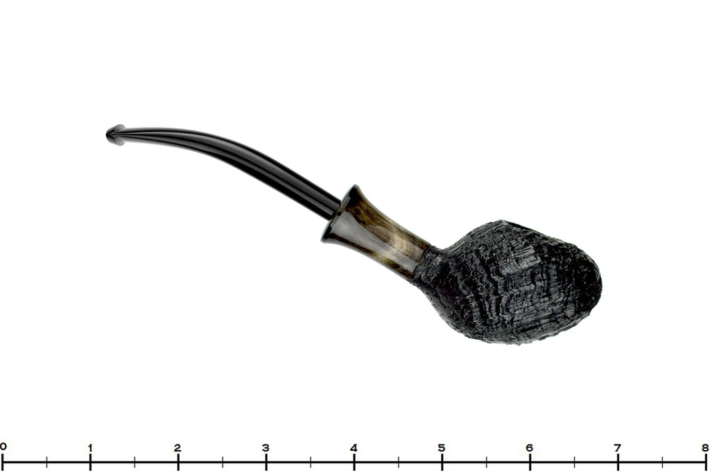 Blue Room Briars is proud to present this Yorgos Mitakidis Pipe 3022 Bent Black Blast Scoop with Horn