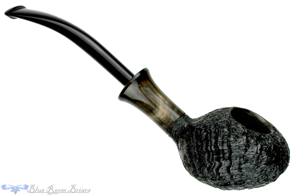 Blue Room Briars is proud to present this Yorgos Mitakidis Pipe 3022 Bent Black Blast Scoop with Horn