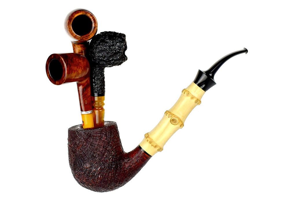 Jesse Jones Pipe Titan 1/2 Bent Sandblast Bamboo Billiard