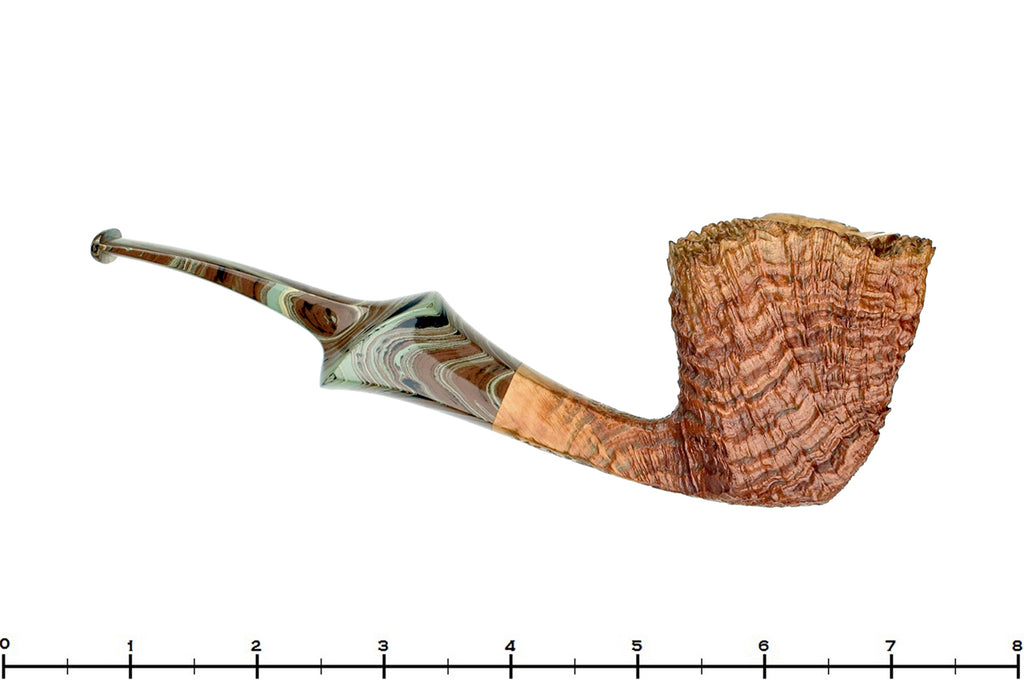 Blue Room Briars is proud to present this Nate King Pipe 679 Bent Ring Blast Paneled Dublin with Brindle and Plateau