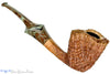 Blue Room Briars is proud to present this Nate King Pipe 679 Bent Ring Blast Paneled Dublin with Brindle and Plateau