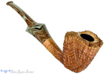 Blue Room Briars is proud to present this Nate King Pipe 679 Bent Ring Blast Paneled Dublin with Brindle and Plateau
