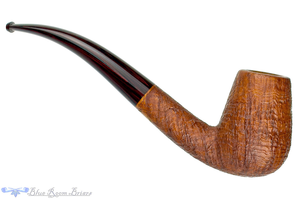 Blue Room Briars is proud to present this Joe Hinkle Pipe Bent Sandblast Billiard with Brindle