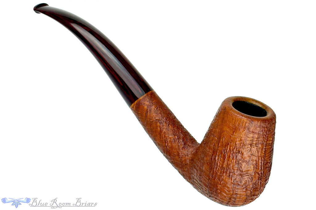 Blue Room Briars is proud to present this Joe Hinkle Pipe Bent Sandblast Billiard with Brindle