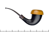 Blue Room Briars is proud to present this Charl Goussard Pipe Black Blast Calabash with Olive Wood and Brindle