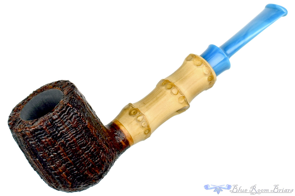 Blue Room Briars is proud to present this Bill Shalosky Pipe 566 Sandblast Billiard with Bamboo and Bakelite
