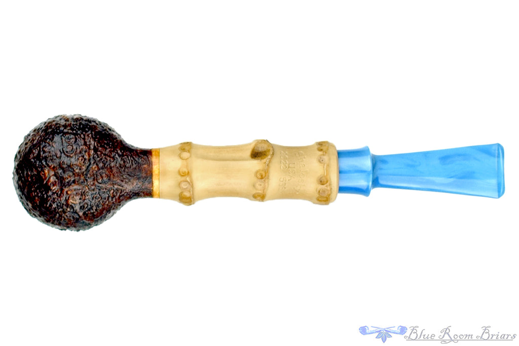 Blue Room Briars is proud to present this Bill Shalosky Pipe 566 Sandblast Billiard with Bamboo and Bakelite