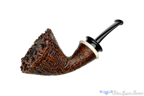Bill Shalosky Pipe 657 Bent Sandblast Teapot with African Blackwood and Brindle