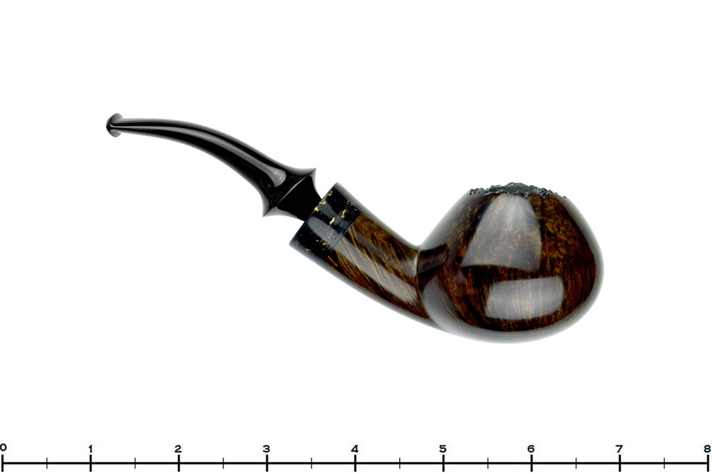 Blue Room Briars is proud to present this Marinko Neralić Pipe Bent Tomato with Carbon Fiber, Gold Flake, and Plateau