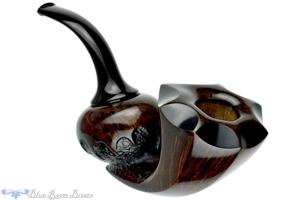 Blue Room Briars is proud to present this Marinko Neralić Pipe Bent Partial Rusticated Paneled Reverse Calabash