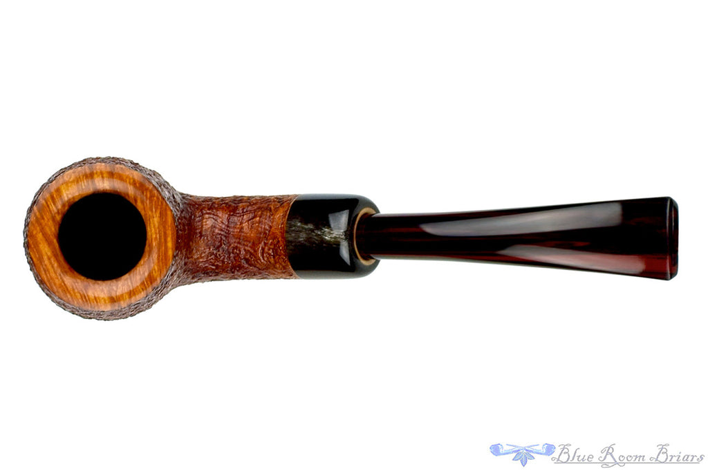 Jesse Jones Pipe 1/4 Bent Sandblast Billiard with Buffalo Horn and Military Mount at Blue Room Briars