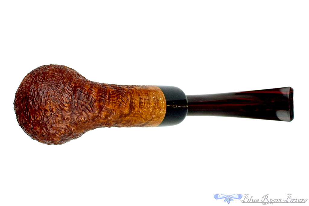 Jesse Jones Pipe 1/4 Bent Sandblast Billiard with Buffalo Horn and Military Mount at Blue Room Briars