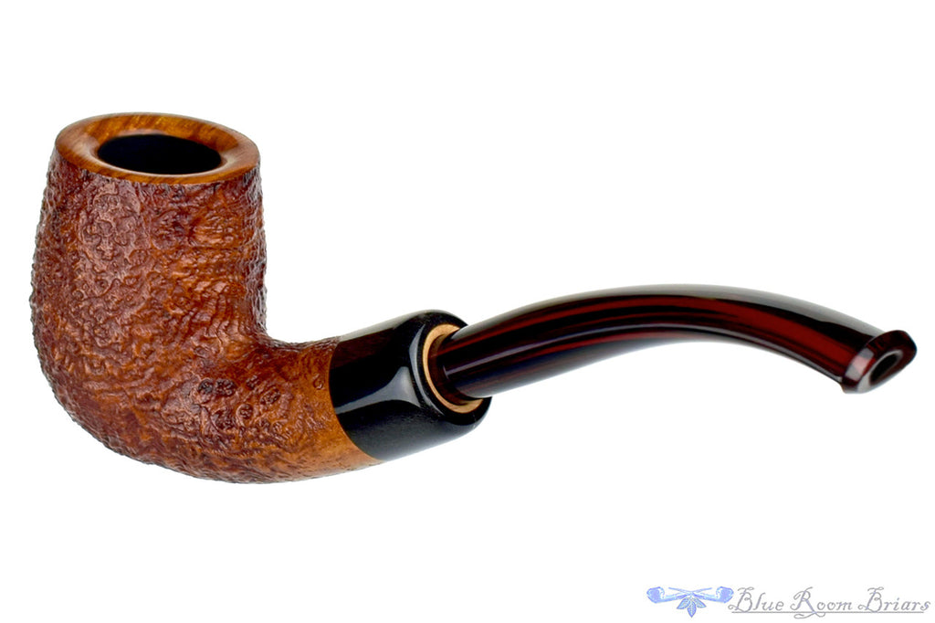 Jesse Jones Pipe 1/4 Bent Sandblast Billiard with Buffalo Horn and Military Mount at Blue Room Briars