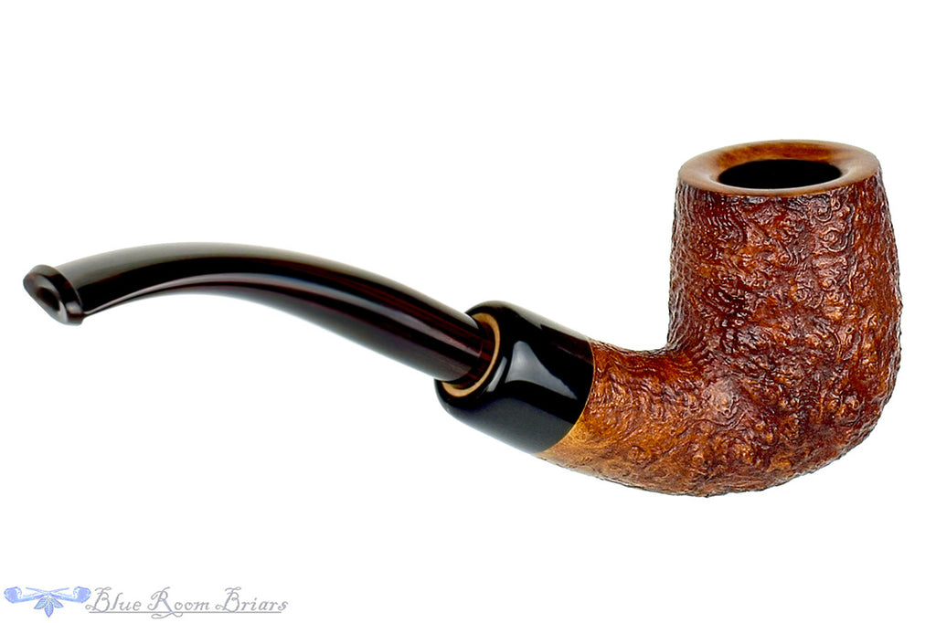 Jesse Jones Pipe 1/4 Bent Sandblast Billiard with Buffalo Horn and Military Mount at Blue Room Briars