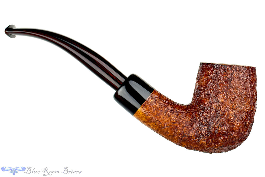 Jesse Jones Pipe 1/4 Bent Sandblast Billiard with Buffalo Horn and Military Mount at Blue Room Briars
