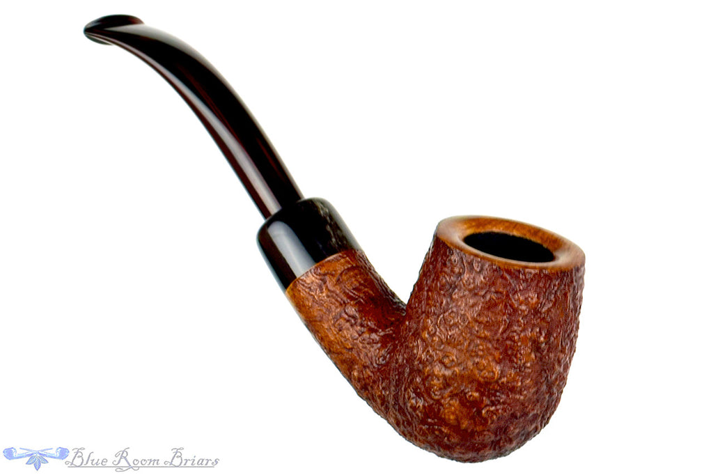 Jesse Jones Pipe 1/4 Bent Sandblast Billiard with Buffalo Horn and Military Mount at Blue Room Briars