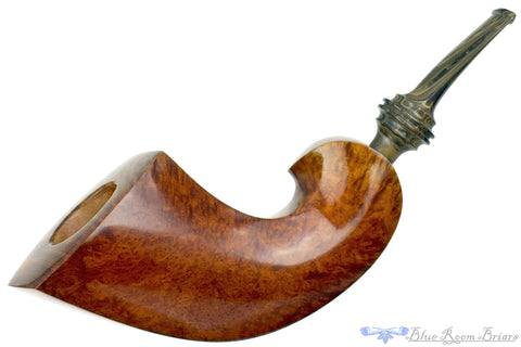 Bill Walther Pipe Bent Sandblast Oval Shank Cognac with Green Brindle