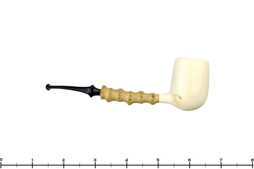Blue Room Briars is proud to present this Nate King Pipe 551-19 Block Meerschaum Bamboo Billiard
