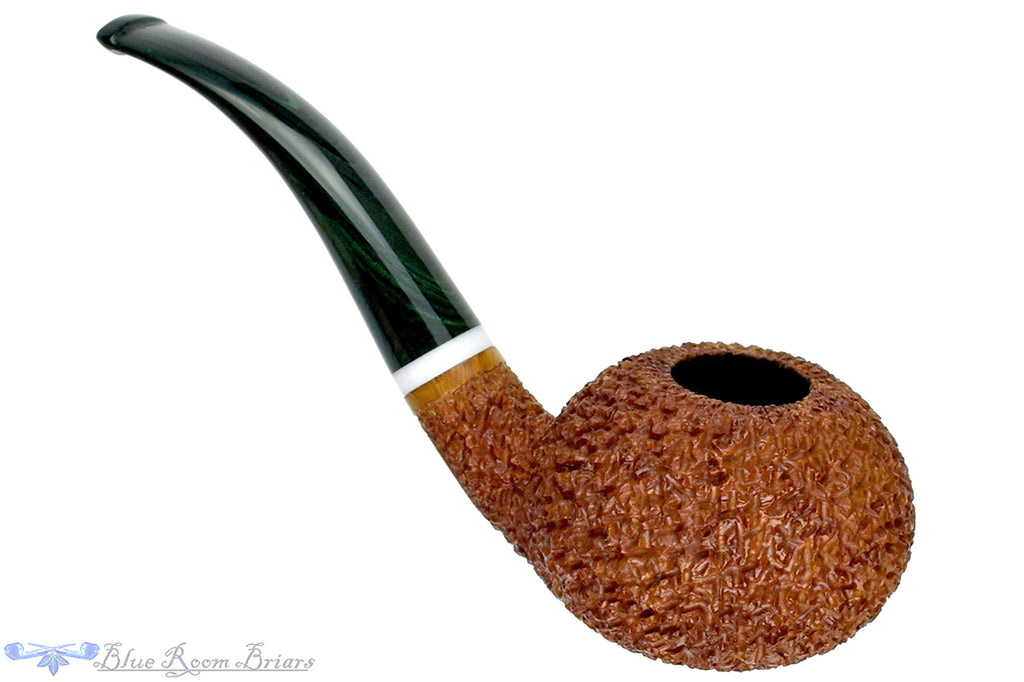 Blue Room Briars is proud to present this Dr. Bob Pipe (PPP) Bent Rusticated Tomato with Acrylic and Brindle